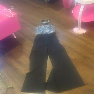 VENUS Black Jumpsuit with Silver Detailing